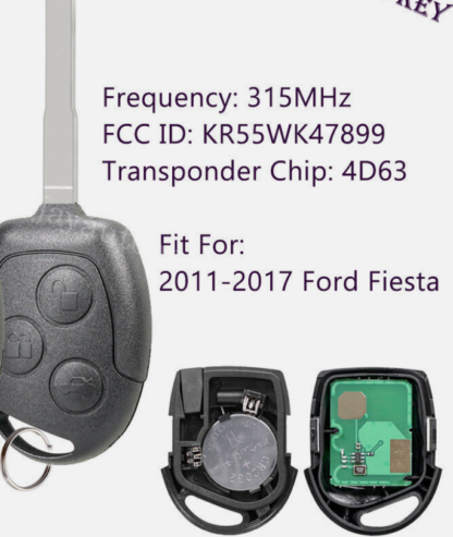 Llave, chip y control para  2011 al 2017 Ford Fiesta - Imagen 3